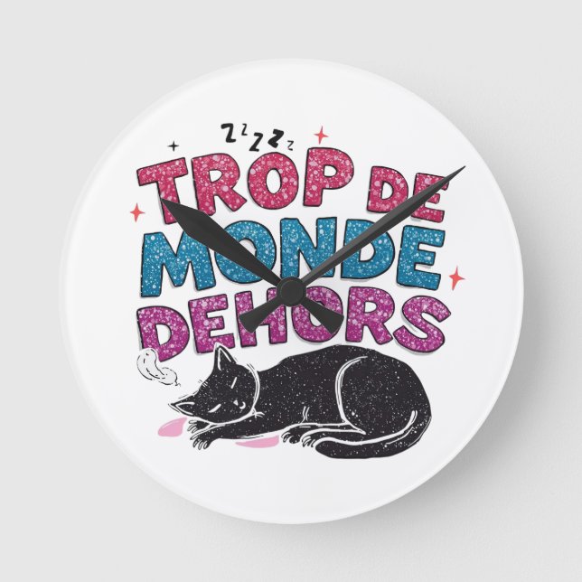 Relógio Redondo Trop de Monde Dehors - Black Cat (Frente)