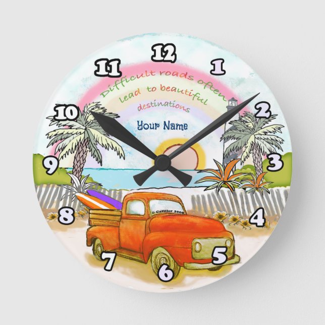 Relógio Redondo Truck Surfer lighthouse   clock (Frente)