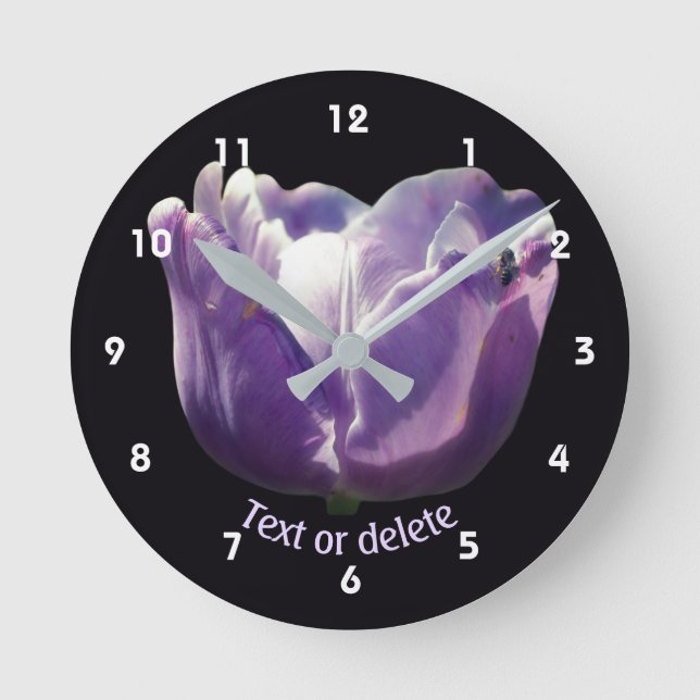 Relógio Redondo Tulip Flower With Bee Personalized   (Frente)