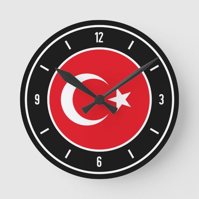 Relógio Redondo Turquia Flag Elegant (Frente)