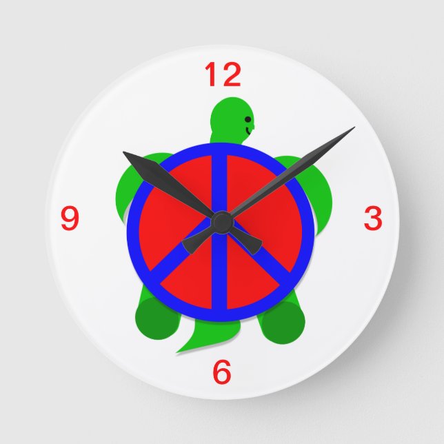 Relógio Redondo Turtle Peace Clock (Frente)