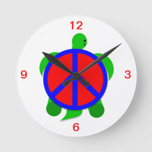 Relógio Redondo Turtle Peace Clock