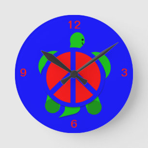 Relógio Redondo Turtle Peace Clock