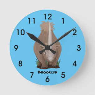 Relógio Redondo Um desenho animado de Rinoceronte elasmotherium
