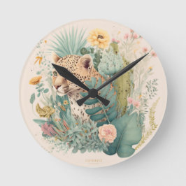 Relógio Redondo Um leopardo atrás do costume do mato