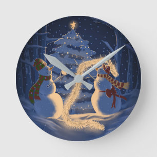 Relógio Redondo Um Natal de Boneco de Neve
