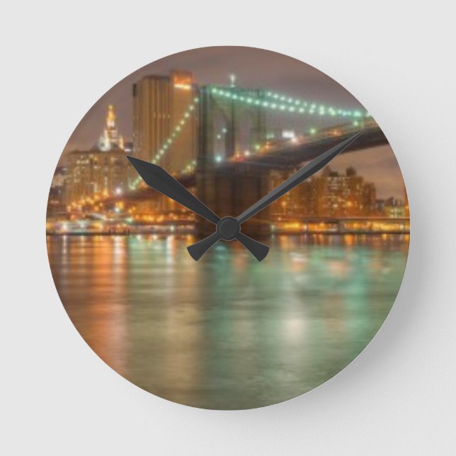 Relógio Redondo Um panorama da linha do horizonte da Nova Iorque (Frente)