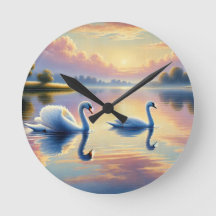 Um par de cisnes deslizando em um lago sereno