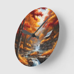 Relógio Redondo Uma Cabine no outono Woods AI Concept Art de Xzend