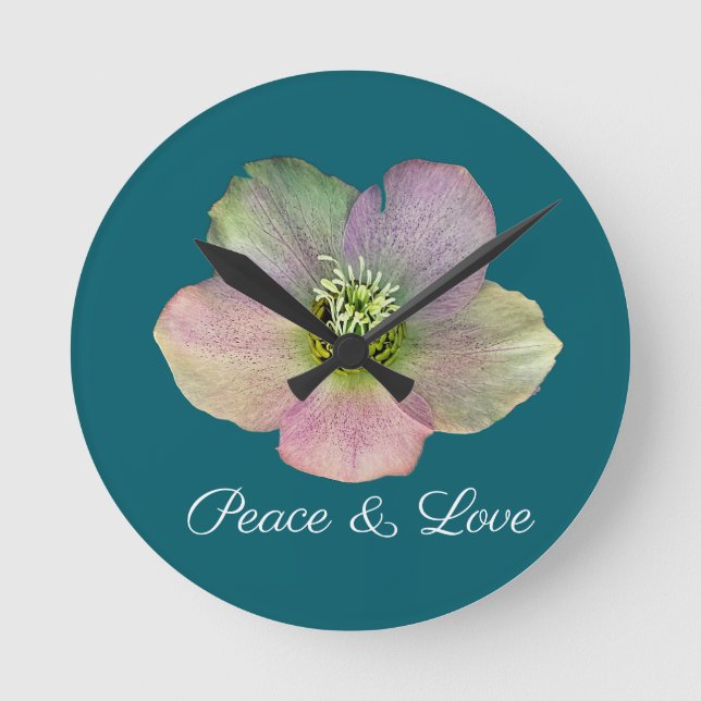 Relógio Redondo Uma Hellebore, uma Rosa da Quaresma (Frente)