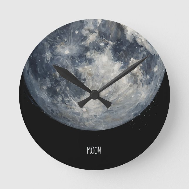 Relógio Redondo Uma pintura da lua no espaço (Frente)