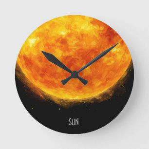 Relógio Redondo Uma pintura do sol no espaço
