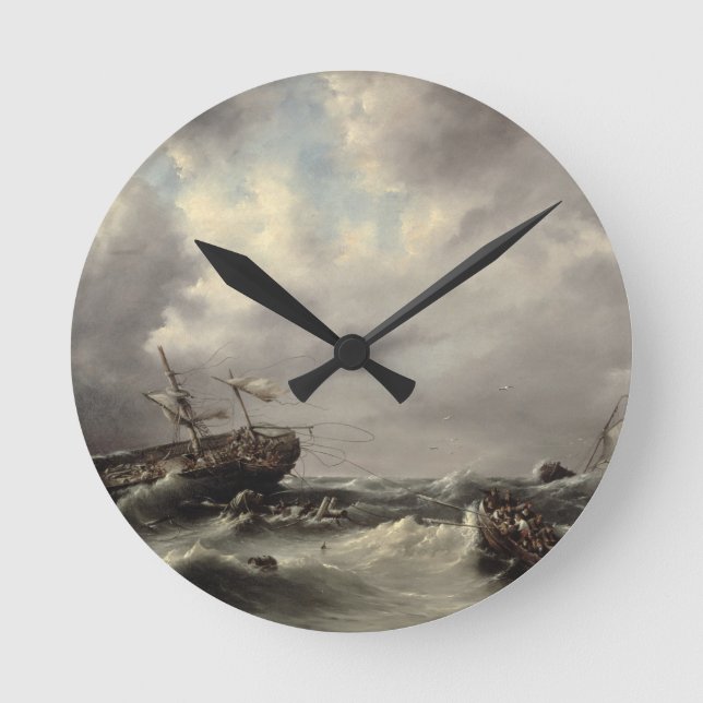 Relógio Redondo Uma tempestade no mar (óleo no painel) (Frente)