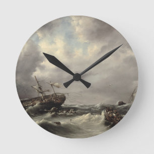 Relógio Redondo Uma tempestade no mar (óleo no painel)