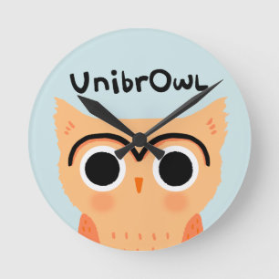 Relógio Redondo UnibrOwl Unibrow Owl Coruja-de-sobrancelhas-grac