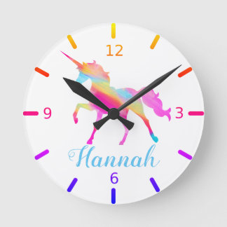 Relógio Redondo Unicórnio Colorido
