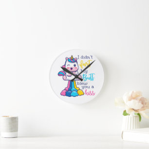 Relógio Redondo Unicórnio Eu não dei o meu Bumbum te machucou