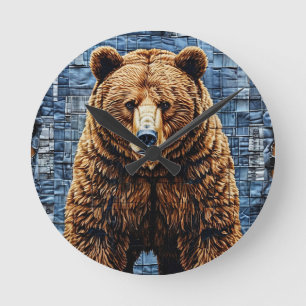 Relógio Redondo Urso cinzento