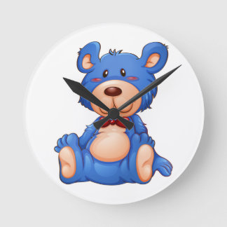 Relógio Redondo Urso de Teddy Azul-Cinto