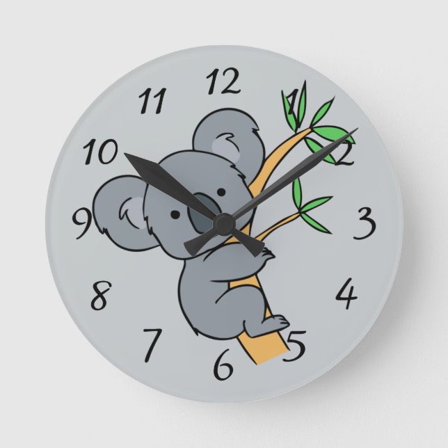 Relógio Redondo Urso Koala Animado (Frente)