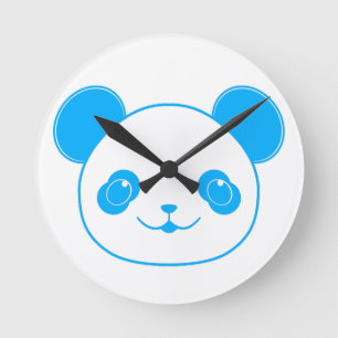 Relógio Redondo Urso Panda Azul Kawaii