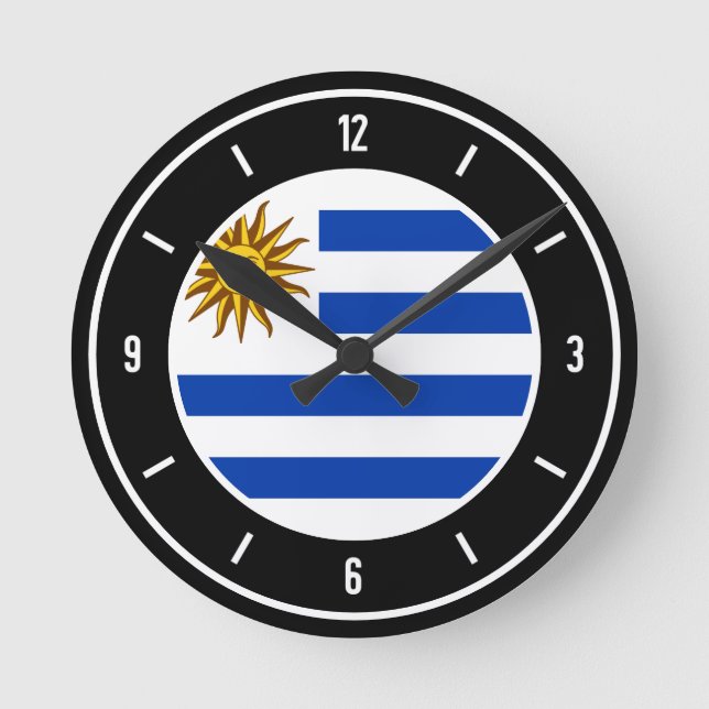 Relógio Redondo Uruguai Flag Elegant (Frente)