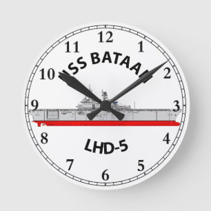 RELÓGIO REDONDO USS BATAAN - LHD-5 - ASSAULT AMFIBIOSO DA CLASSE W
