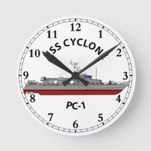 Relógio Redondo USS Cyclone PC-1 Patrulha Costeira