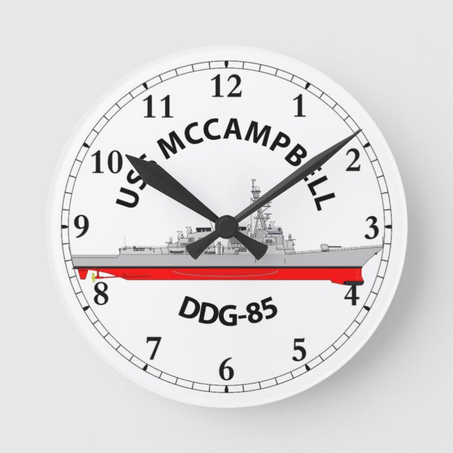 RELÓGIO REDONDO USS MCCAMPBELL - DDG-85 - ARLEIGH BURKE (Frente)