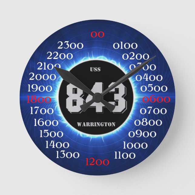 Relógio Redondo USS Warrington (DD-843) (Frente)