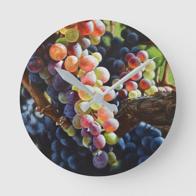 Relógio Redondo Uvas de abundância para amantes e vinhas de vinho (Frente)