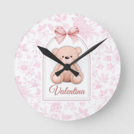 Relógio Redondo Valentina | Design de Enfermeiro de Urso Rosa Pers