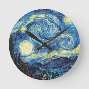 Relógio Redondo van gogh na noite estrelada de 1889 Vintage Art