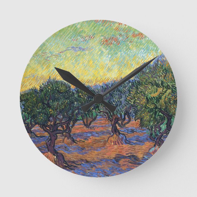 Relógio Redondo Van Gogh Olive Grove com Orange Sky (Frente)