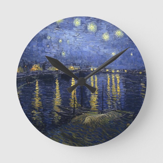 Relógio Redondo Van Gogh Starry Night Sobre O Rhone (Frente)