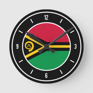 Relógio Redondo Vanuatu Flag Elegante