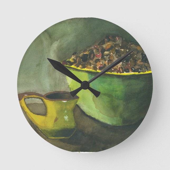 Relógio Redondo Vapor na manhã da taça de café (Frente)