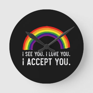 Relógio Redondo Vejo Que Te Amo Eu Aceito Sua Camisa Orgulho gay L