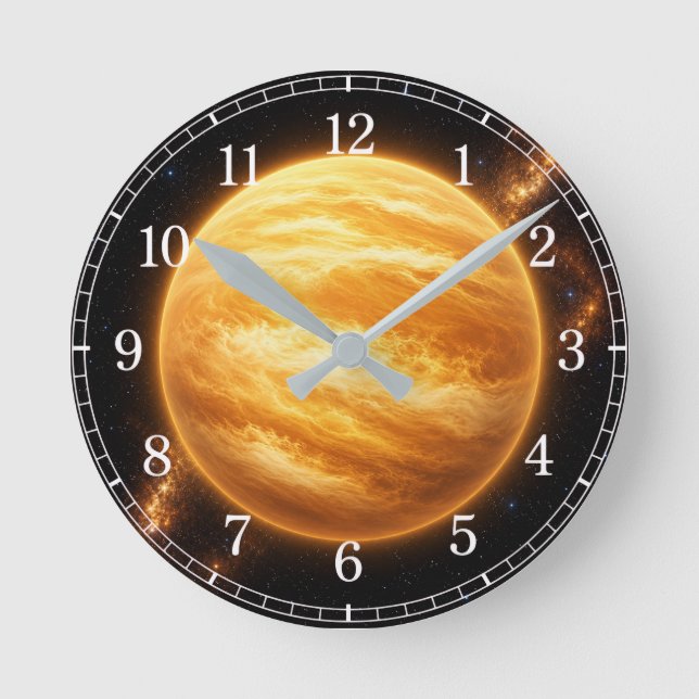 Relógio Redondo Venus Wall Clock — Space-Inspired Design (Frente)