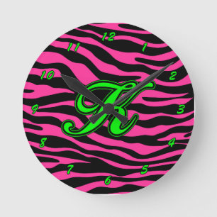 RELÓGIO REDONDO VERDE K DA ZEBRA DO ROSA QUENTE