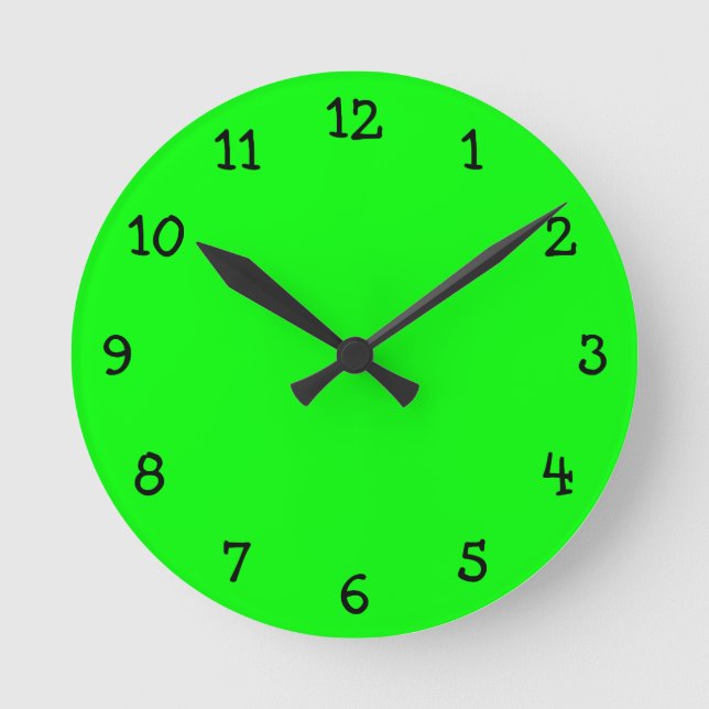 Relógio Redondo Verde limão Wall Clock (Frente)