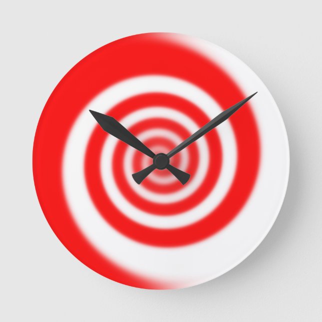 Relógio Redondo Vermelho e Branca de menta-Peppermenta (Frente)
