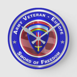Relógio Redondo Veterano do Exército - Europa Keepsaokwall Clock