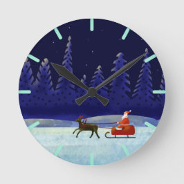 Relógio Redondo Viagem de Natal para papais noeis