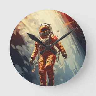 Relógio Redondo Viagem do Espaço Astronauta