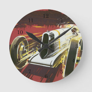 Relógio Redondo Viagens vintage Poster, Mônaco Grand Prix Auto Rac