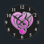 Relógio Redondo Vibrações Ama Musical Coração Cor-de-Rosa Nota Mus<br><div class="desc">Personalizar com qualquer texto.</div>