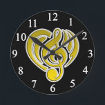 Relógio Redondo Vibrações Amor Musical Coração Amarelo Nota Musica<br><div class="desc">Personalize com qualquer texto.</div>