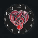 Relógio Redondo Vibrações Amor Musical Coração Vermelho Nota Music<br><div class="desc">Personalize com qualquer texto.</div>