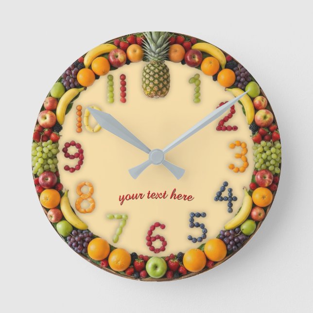 Relógio Redondo Vibrant Summer Fruit Salad Wall Clock - Custom (Frente)